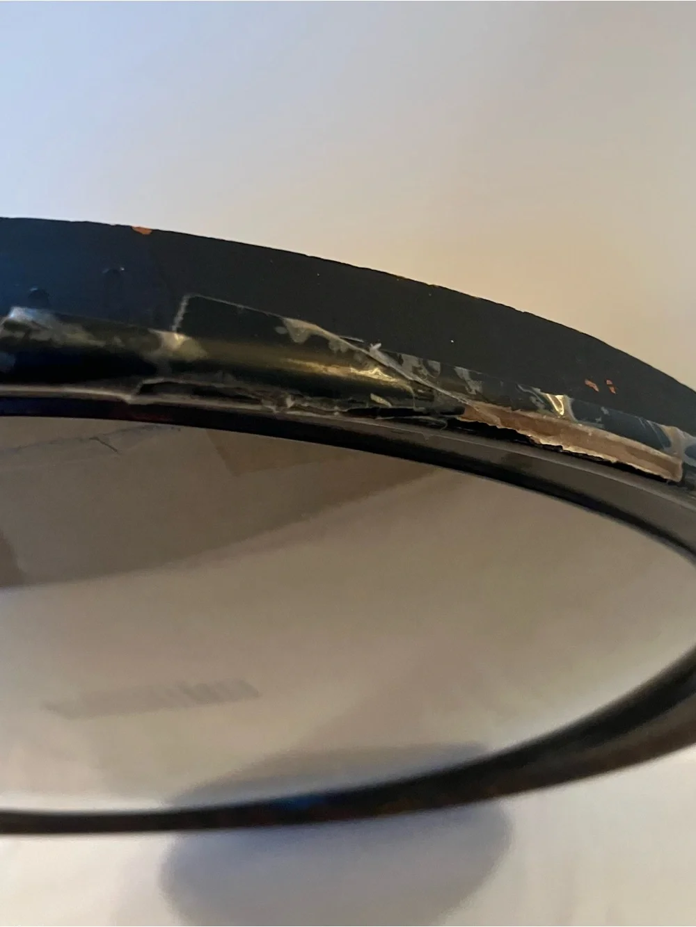 Antique Vintage Wood Oval Hanging Frame Picture Glass Convex Bubble 14.5 x 17.75